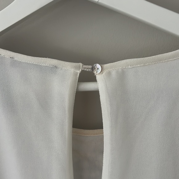 White Beaded Sleeve Mini Shift Dress - Size Small - Picture 5 of 5